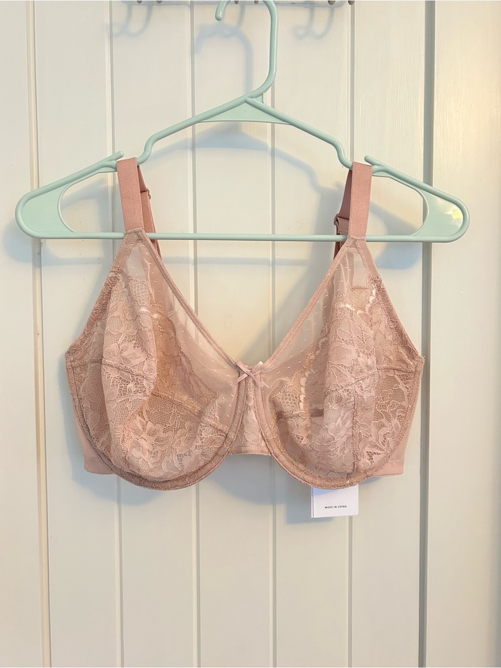 NWT HSIA Lace Underwire Bra Dusty Rose Size 36G